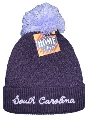 Home Free South Carolina Purple Knit Pom Beanie Hat NWT Script Monogram